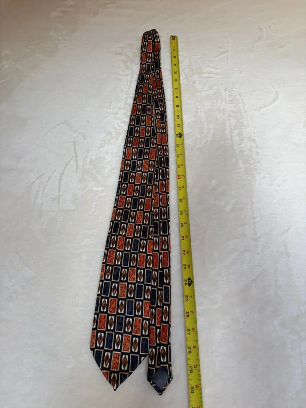 Vintage Ghost Brand Geometric Pattern Men’s Tie in Navy and‎ Rust